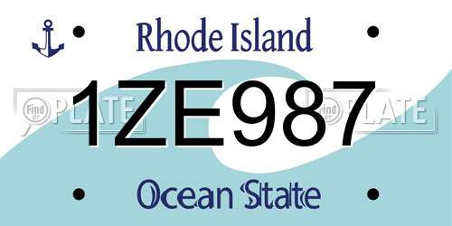 1ZE987 Rhode Island License Plate