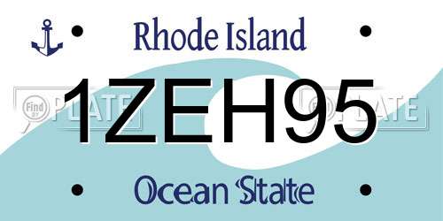 1ZEH95 Rhode Island License Plate