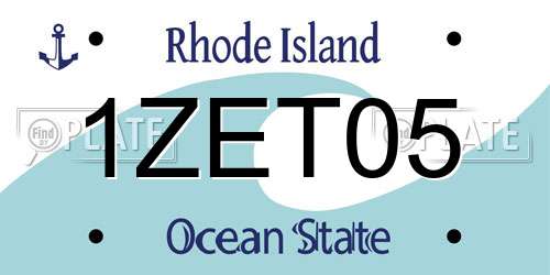 1ZET05 Rhode Island License Plate