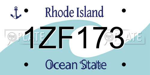 1ZF173 Rhode Island License Plate