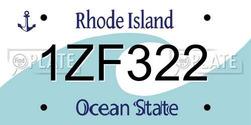 1ZF322 Rhode Island License Plate