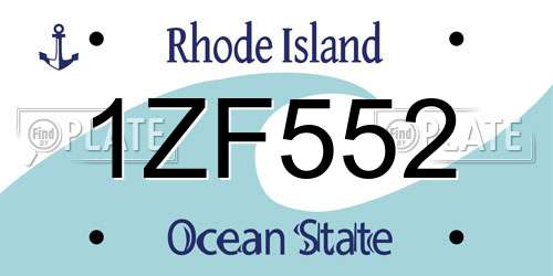 1ZF552 Rhode Island License Plate