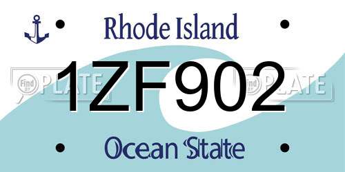 1ZF902 Rhode Island License Plate