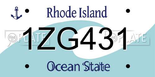 1ZG431 Rhode Island License Plate