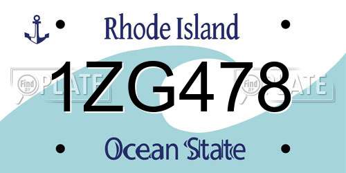 1ZG478 Rhode Island License Plate