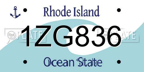 1ZG836 Rhode Island License Plate