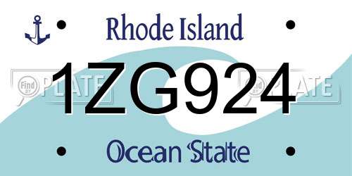 1ZG924 Rhode Island License Plate