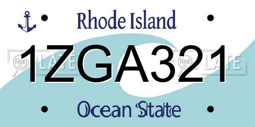 1ZGA321 Rhode Island License Plate