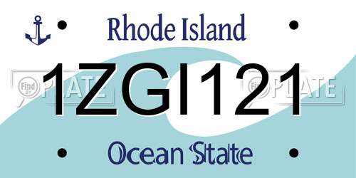 1ZGI121 Rhode Island License Plate