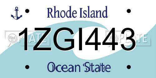 1ZGI443 Rhode Island License Plate
