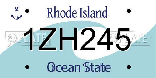 1ZH245 Rhode Island License Plate