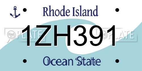 1ZH391 Rhode Island License Plate