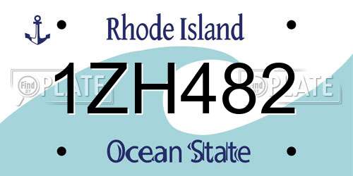 1ZH482 Rhode Island License Plate