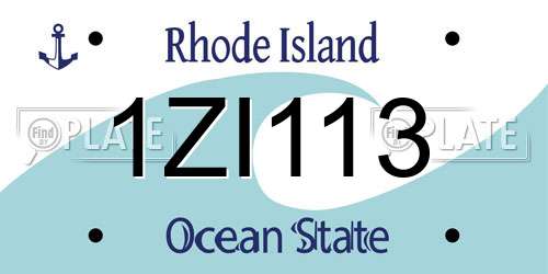 1ZI113 Rhode Island License Plate