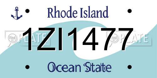 1ZI1477 Rhode Island License Plate