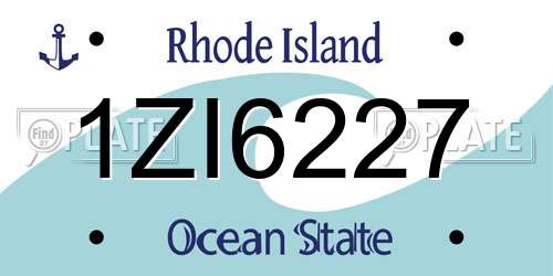 1ZI6227 Rhode Island License Plate