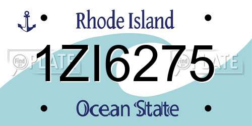 1ZI6275 Rhode Island License Plate