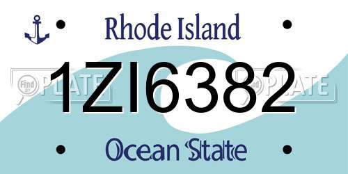 1ZI6382 Rhode Island License Plate