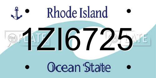 1ZI6725 Rhode Island License Plate
