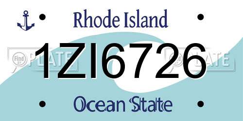 1ZI6726 Rhode Island License Plate