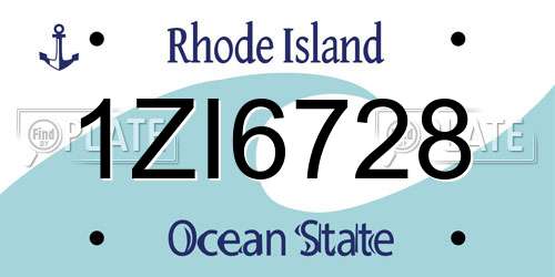 1ZI6728 Rhode Island License Plate