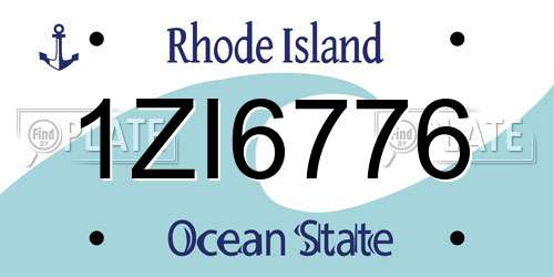 1ZI6776 Rhode Island License Plate