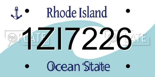 1ZI7226 Rhode Island License Plate