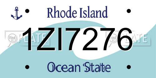 1ZI7276 Rhode Island License Plate