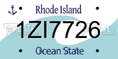 1ZI7726 Rhode Island License Plate