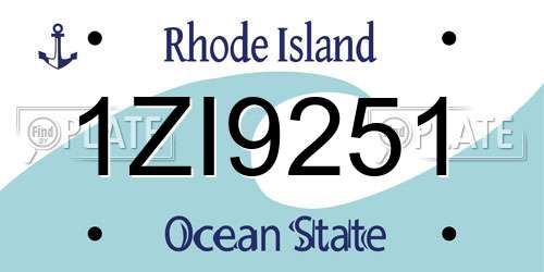 1ZI9251 Rhode Island License Plate