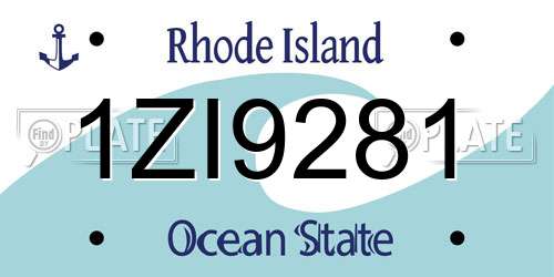 1ZI9281 Rhode Island License Plate