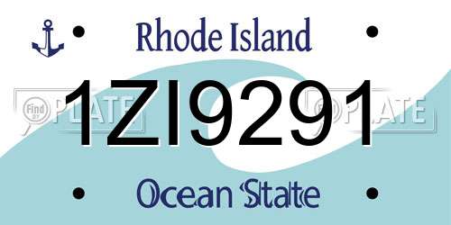 1ZI9291 Rhode Island License Plate