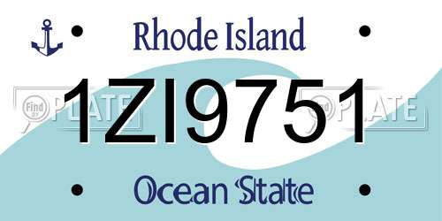 1ZI9751 Rhode Island License Plate