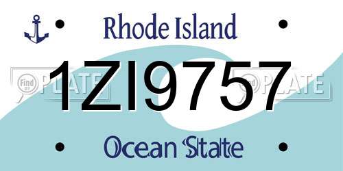 1ZI9757 Rhode Island License Plate