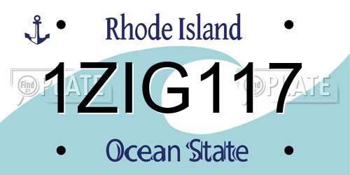 1ZIG117 Rhode Island License Plate