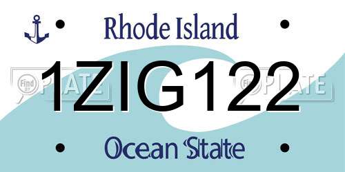 1ZIG122 Rhode Island License Plate