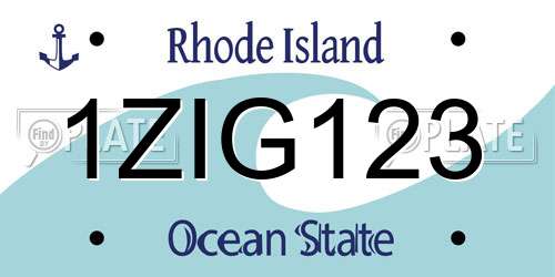 1ZIG123 Rhode Island License Plate