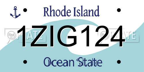1ZIG124 Rhode Island License Plate