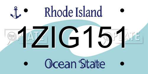1ZIG151 Rhode Island License Plate