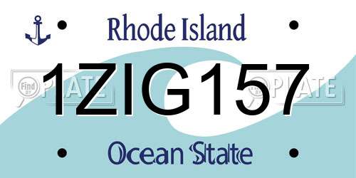 1ZIG157 Rhode Island License Plate