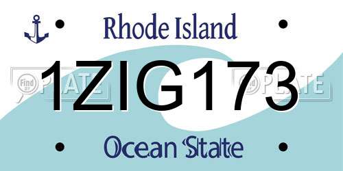 1ZIG173 Rhode Island License Plate