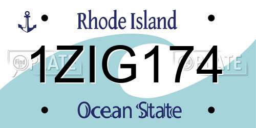 1ZIG174 Rhode Island License Plate