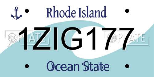 1ZIG177 Rhode Island License Plate