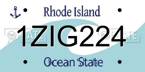 1ZIG224 Rhode Island License Plate