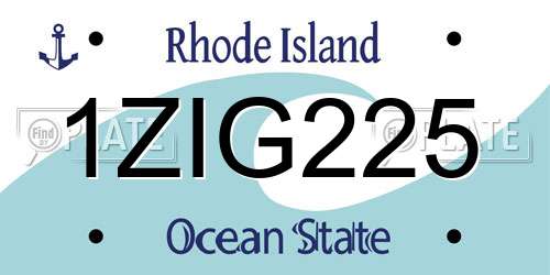 1ZIG225 Rhode Island License Plate