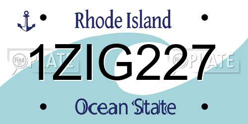 1ZIG227 Rhode Island License Plate
