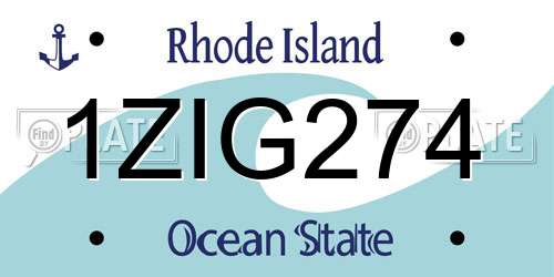 1ZIG274 Rhode Island License Plate