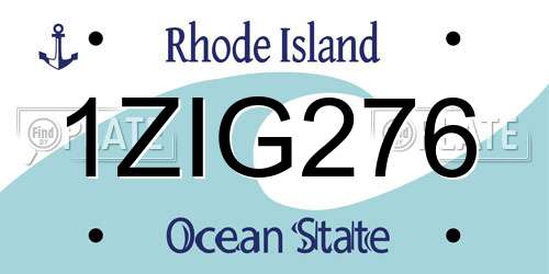 1ZIG276 Rhode Island License Plate