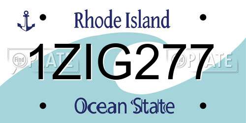 1ZIG277 Rhode Island License Plate