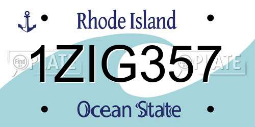 1ZIG357 Rhode Island License Plate